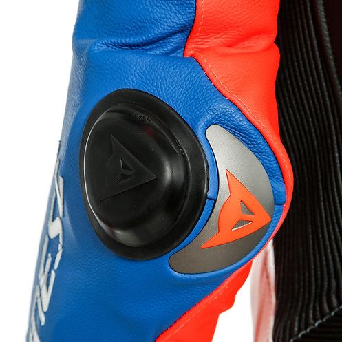 Dainese Laguna Seca 5 Perf. Leather Suit WHITE/LIGHT-BLUE/BLACK/FLUO-RED